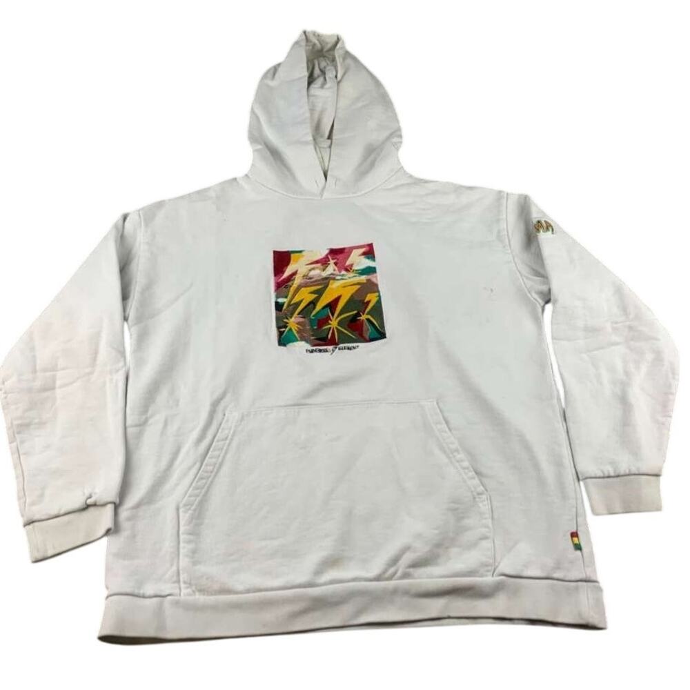 Element x Bad Brains Hoodie Men M White Pullover Embroider Graphic Collab Hooded